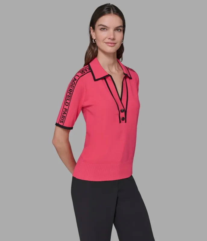 LOGO TAPE POLO SWEATER sold by Karl Lagerfeld Paris