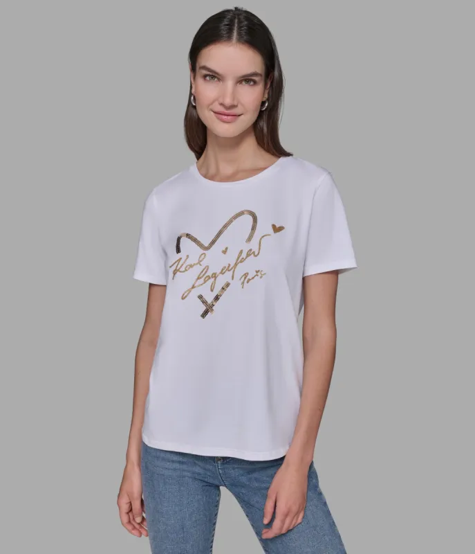 SEQUIN HEART TEE sold by Karl Lagerfeld Paris