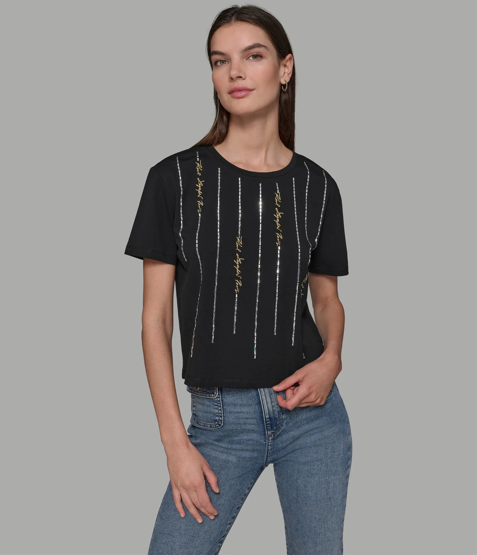 CRYSTAL SCRIPT TEE sold by Karl Lagerfeld Paris