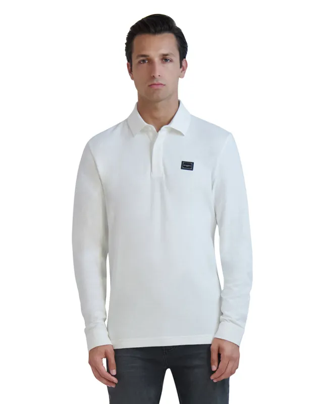 LONG SLEEVE POLO WITH METAL LOGO PLATE sold by Karl Lagerfeld Paris