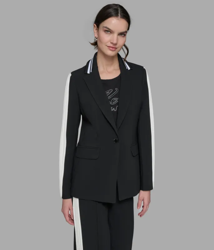 PLEATED TRIM SUITING BLAZER sold by Karl Lagerfeld Paris