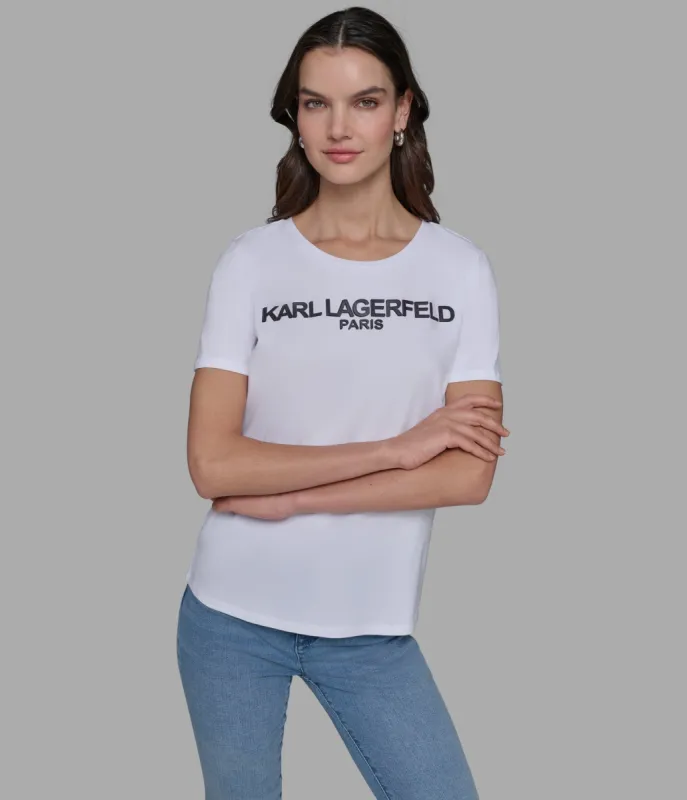 IRRIDESCENT LOGO TEE sold by Karl Lagerfeld Paris