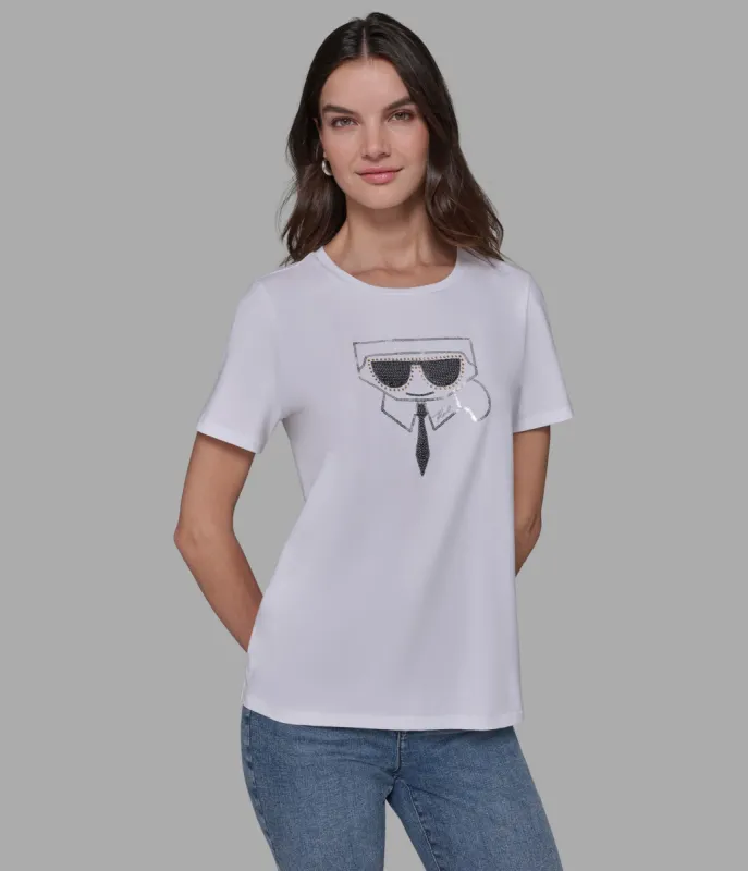 SEQUIN KARL HEAD TEE sold by Karl Lagerfeld Paris