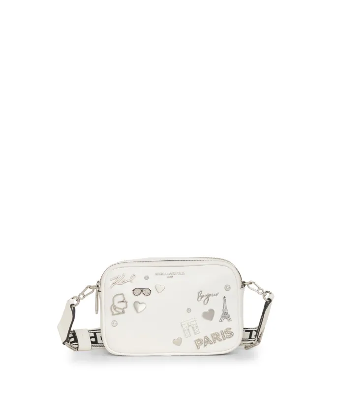MAYBELLE PINS CAMERA CROSSBODY sold by Karl Lagerfeld Paris