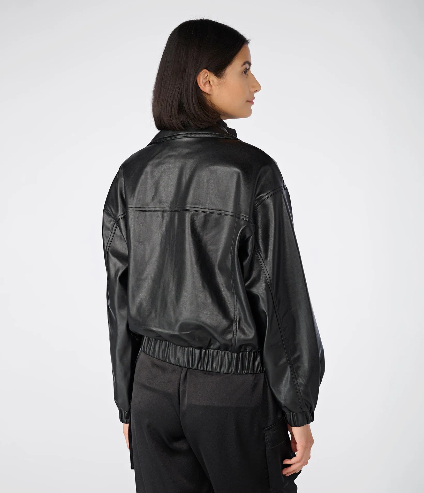FAUX LEATHER PATCH POCKET BOMBER sold by Karl Lagerfeld Paris product image thumbnail 2