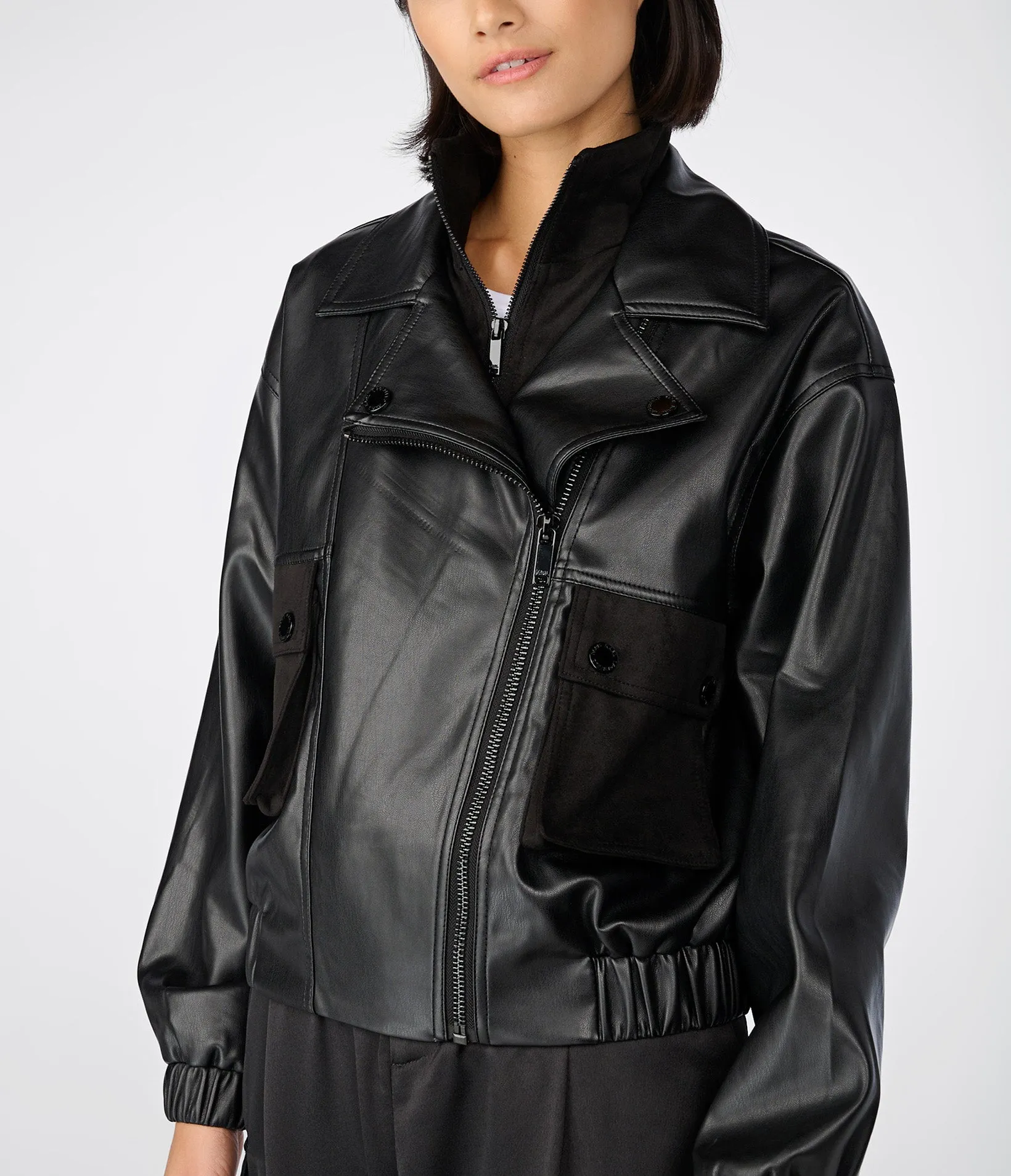 FAUX LEATHER PATCH POCKET BOMBER sold by Karl Lagerfeld Paris product image thumbnail 3