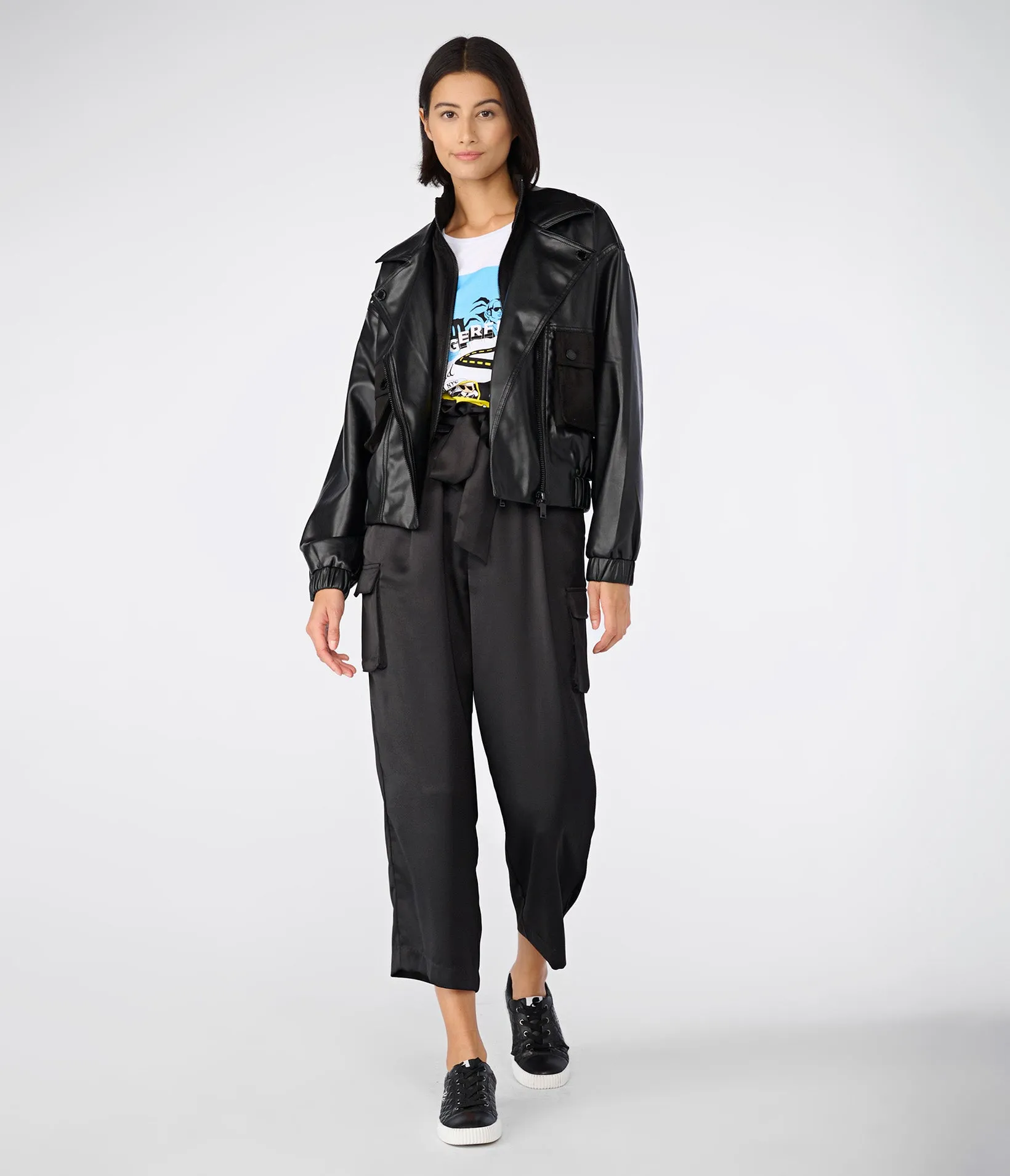 FAUX LEATHER PATCH POCKET BOMBER sold by Karl Lagerfeld Paris product image thumbnail 4