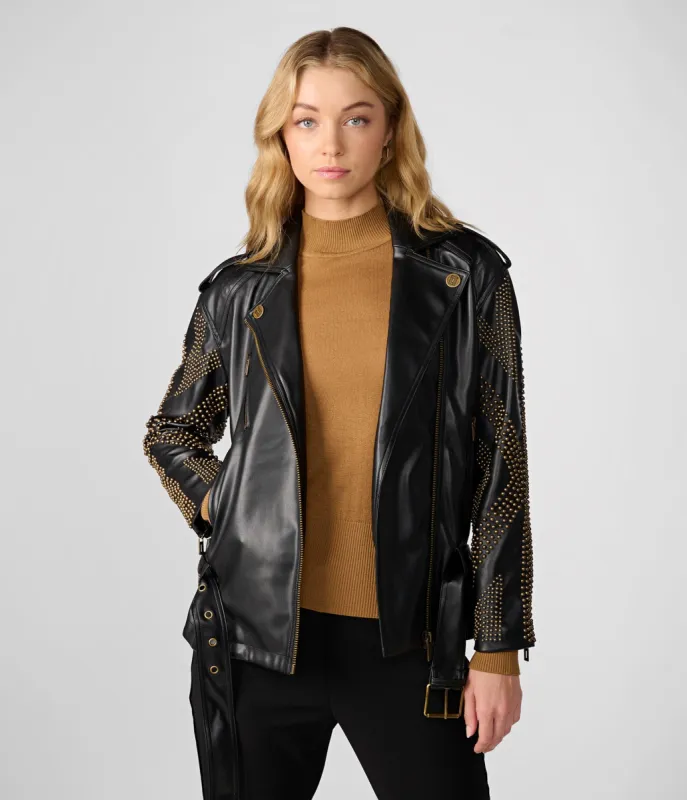 STUDDED BOYFRIEND MOTO JACKET sold by Karl Lagerfeld Paris