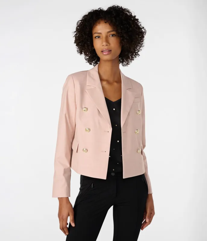 SLUB TWILL DOUBLE BREASTED CROPPED BLAZER sold by Karl Lagerfeld Paris