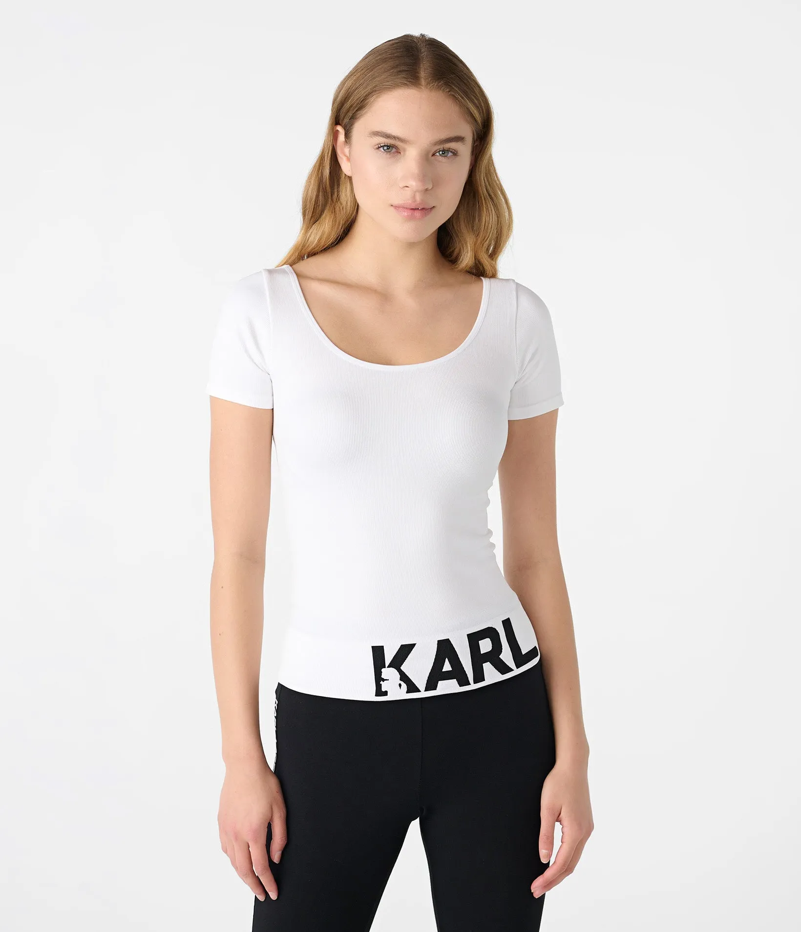 RIBBED BOLD LOGO TEE sold by Karl Lagerfeld Paris