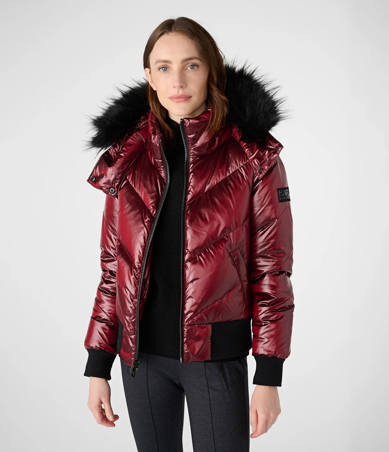 CHEVRON QUILT BOMBER sold by Karl Lagerfeld Paris