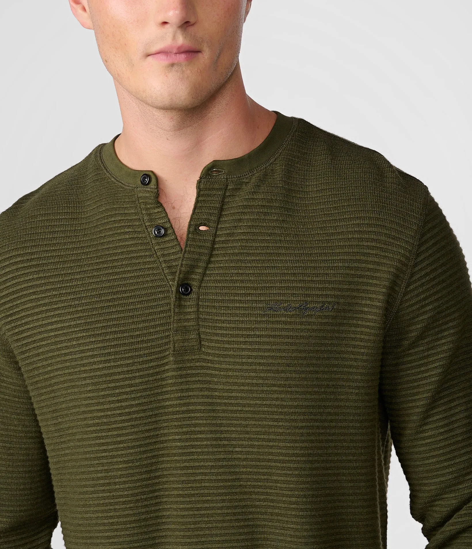 RIBBED LONG SLEEVE HENLEY sold by Karl Lagerfeld Paris product image thumbnail 3