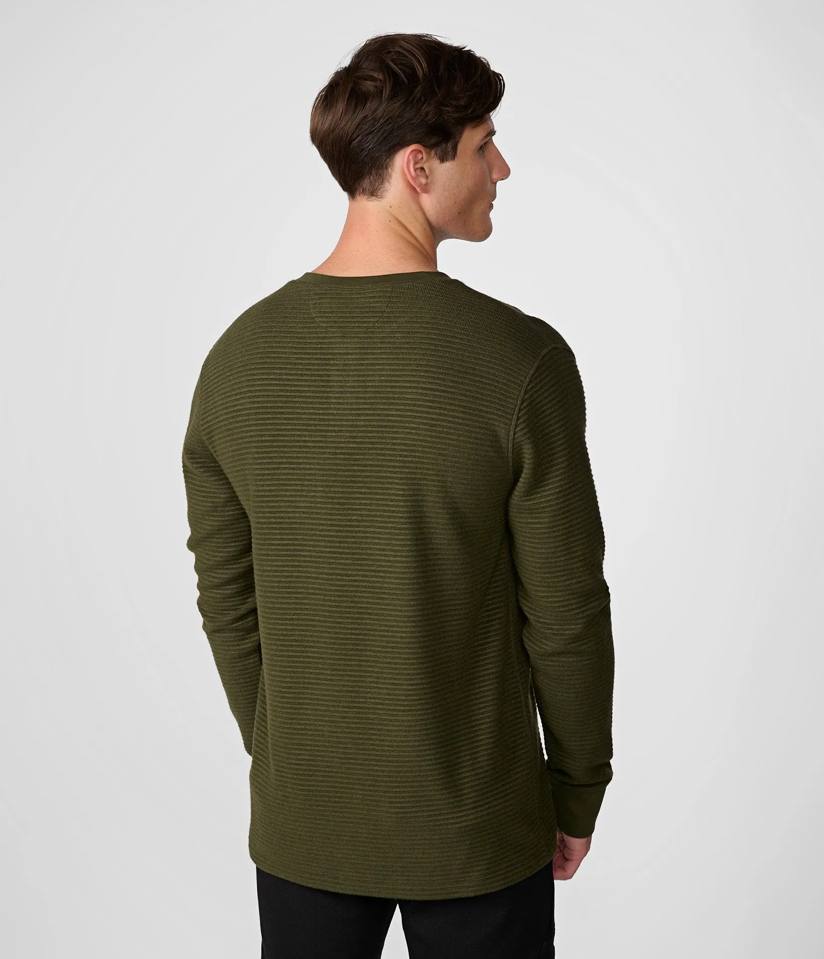 RIBBED LONG SLEEVE HENLEY sold by Karl Lagerfeld Paris product image thumbnail 2
