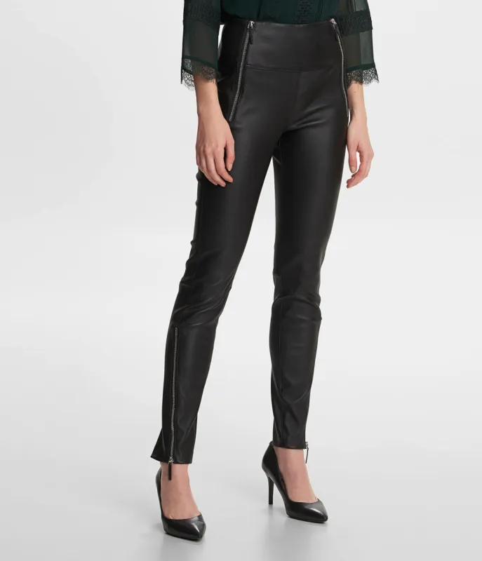 STRETCH GENUINE LEATHER ZIP PANTS sold by Karl Lagerfeld Paris