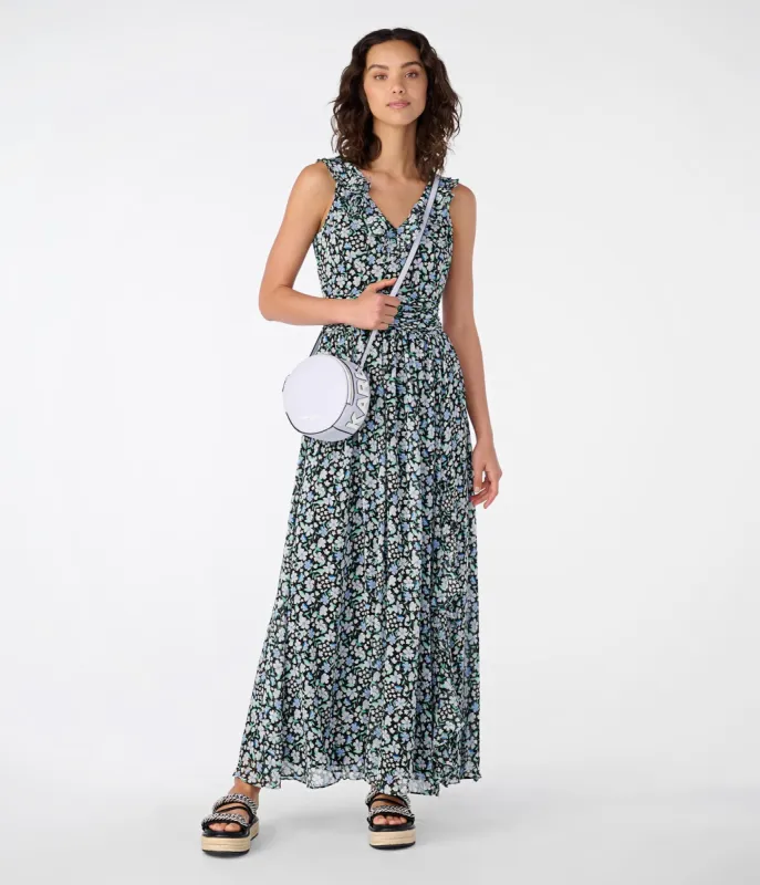 RUFFLE V-NECK CHIFFON MAXI DRESS sold by Karl Lagerfeld Paris