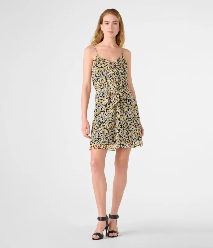 SLEEVELESS RUFFLE PRINTED DRESS sold by Karl Lagerfeld Paris