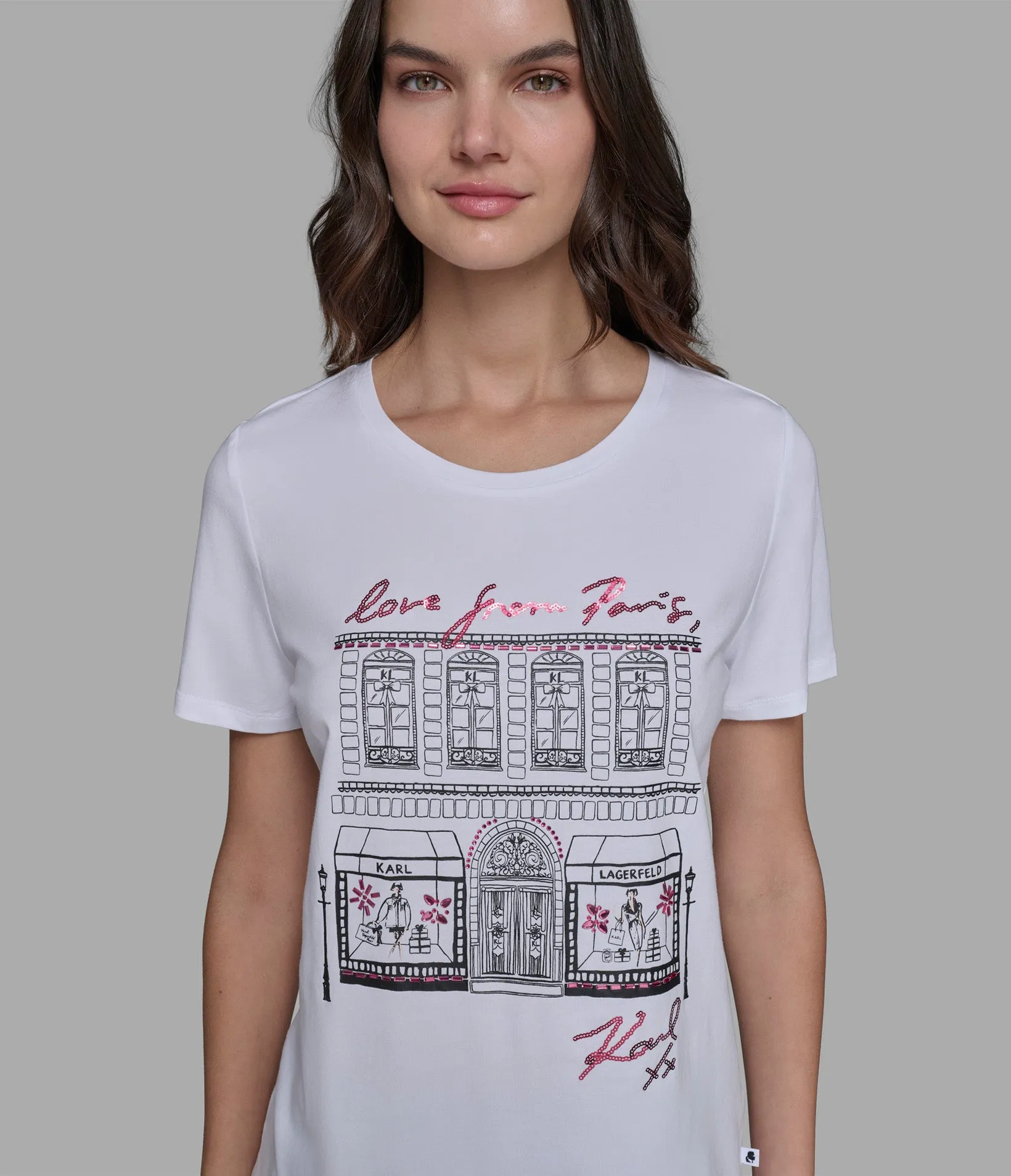 EMBELLISHED SHOPPING IN PARIS TEE sold by Karl Lagerfeld Paris product image thumbnail 4