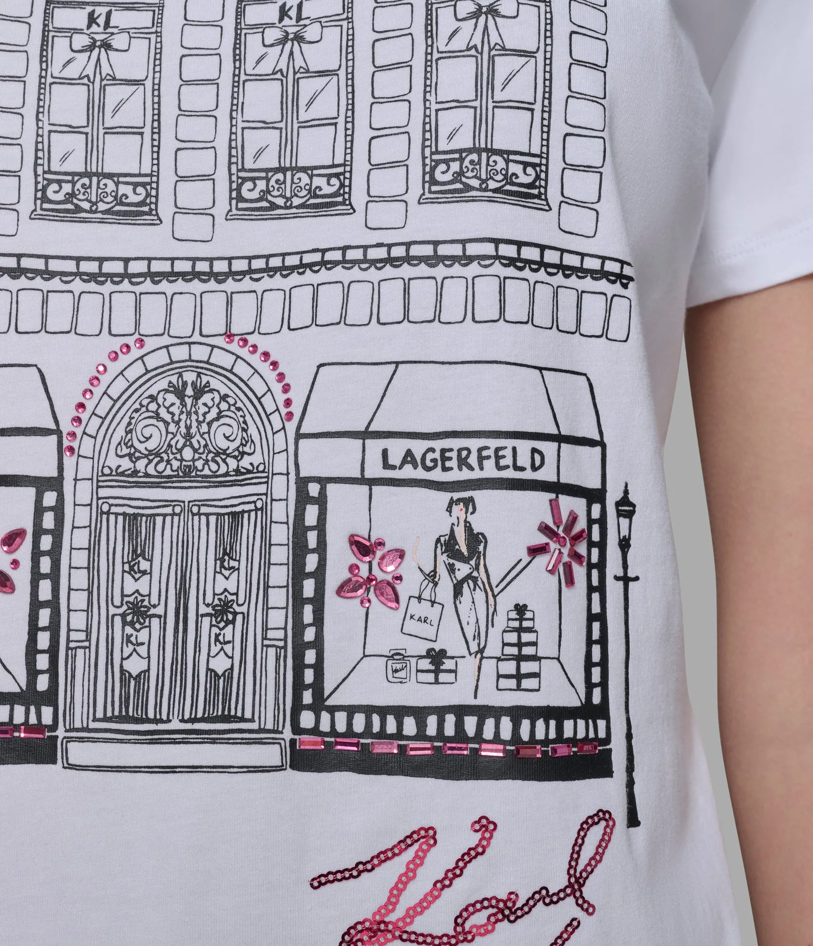 EMBELLISHED SHOPPING IN PARIS TEE sold by Karl Lagerfeld Paris product image thumbnail 5