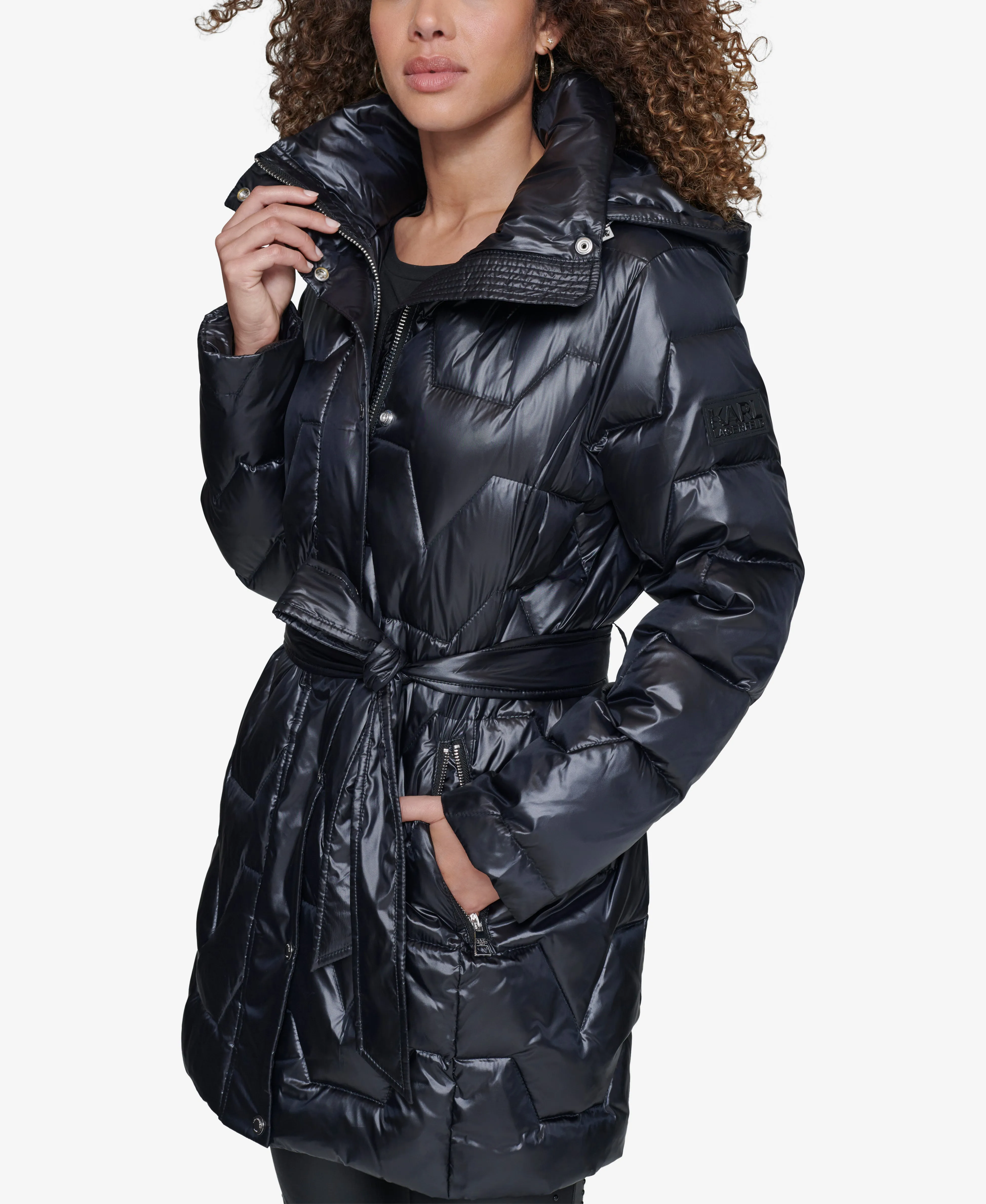 BELTED ZIG ZAG PUFFER sold by Karl Lagerfeld Paris