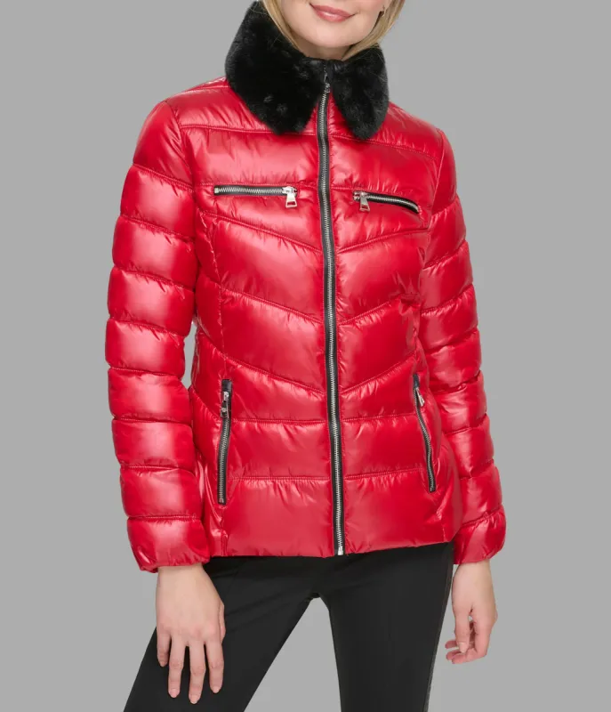 SHORT FUR TRIMMED PUFFER sold by Karl Lagerfeld Paris