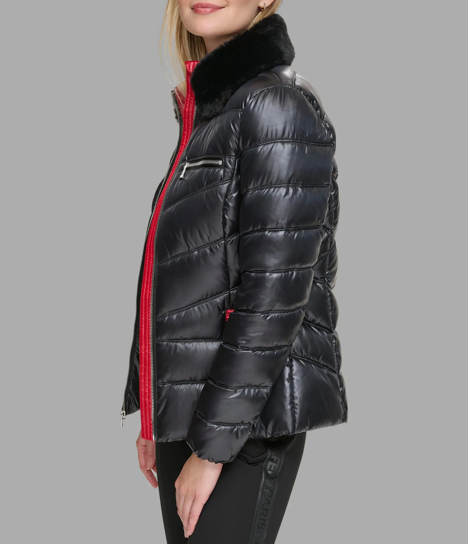 SHORT FUR TRIMMED PUFFER sold by Karl Lagerfeld Paris product image thumbnail 3