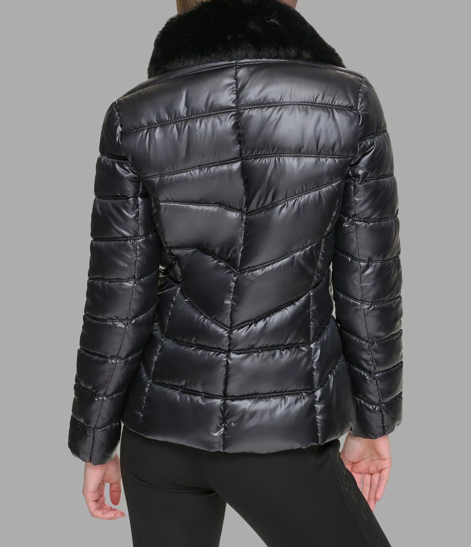 SHORT FUR TRIMMED PUFFER sold by Karl Lagerfeld Paris product image thumbnail 2