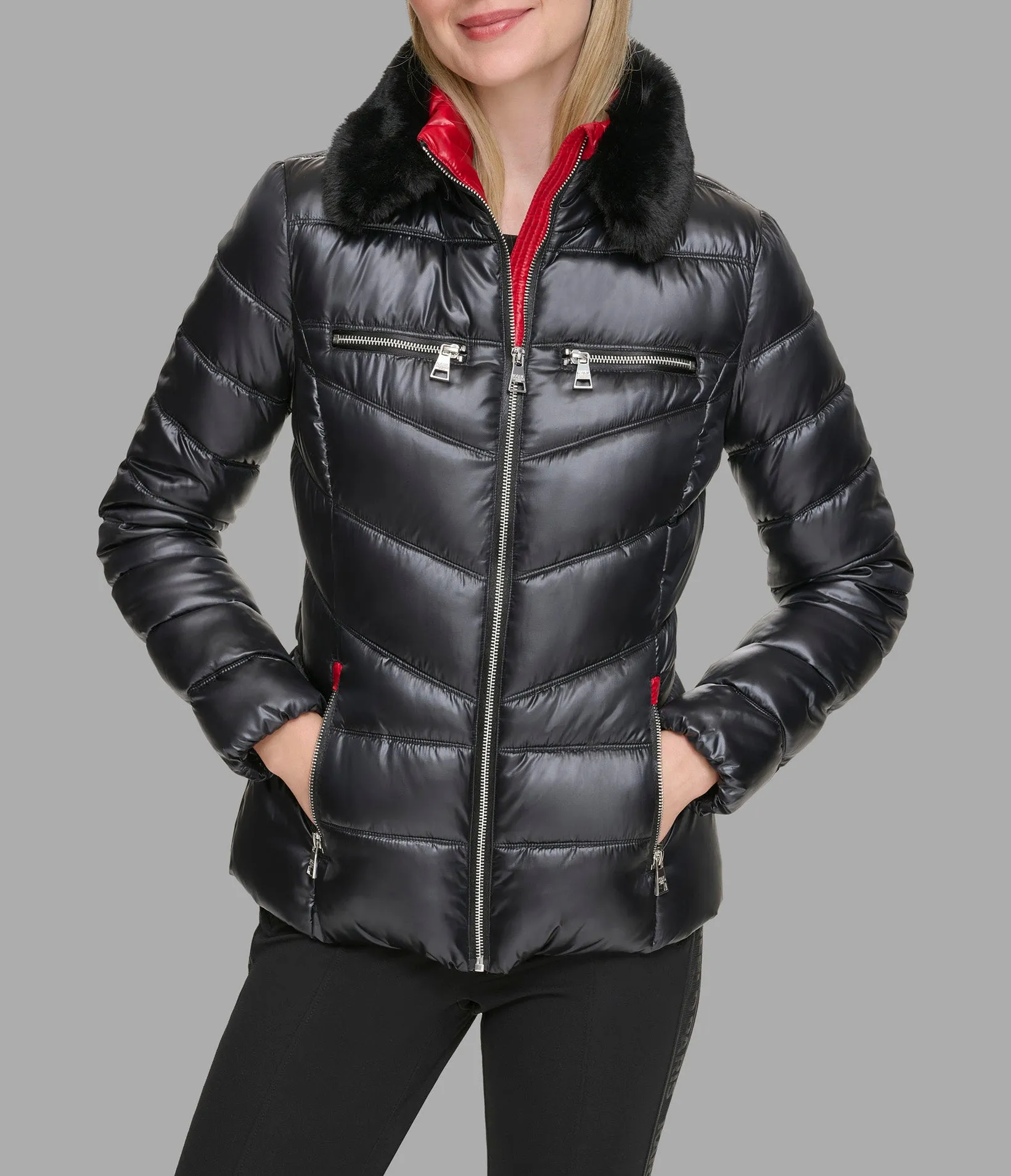 SHORT FUR TRIMMED PUFFER sold by Karl Lagerfeld Paris