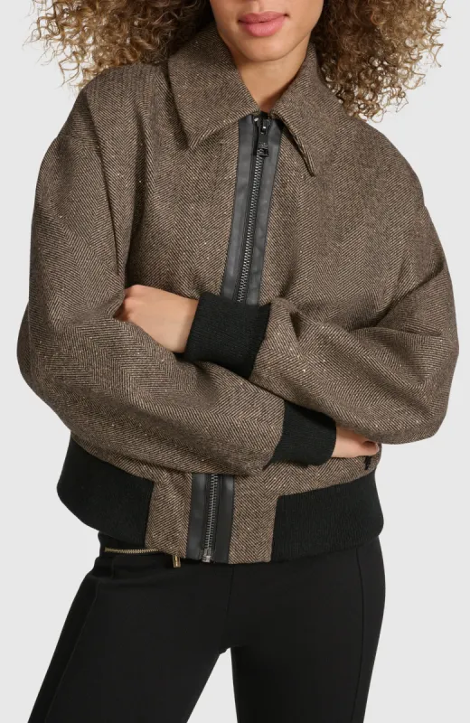 HERRINGBONE SPARKLE BOMBER JACKET sold by Karl Lagerfeld Paris