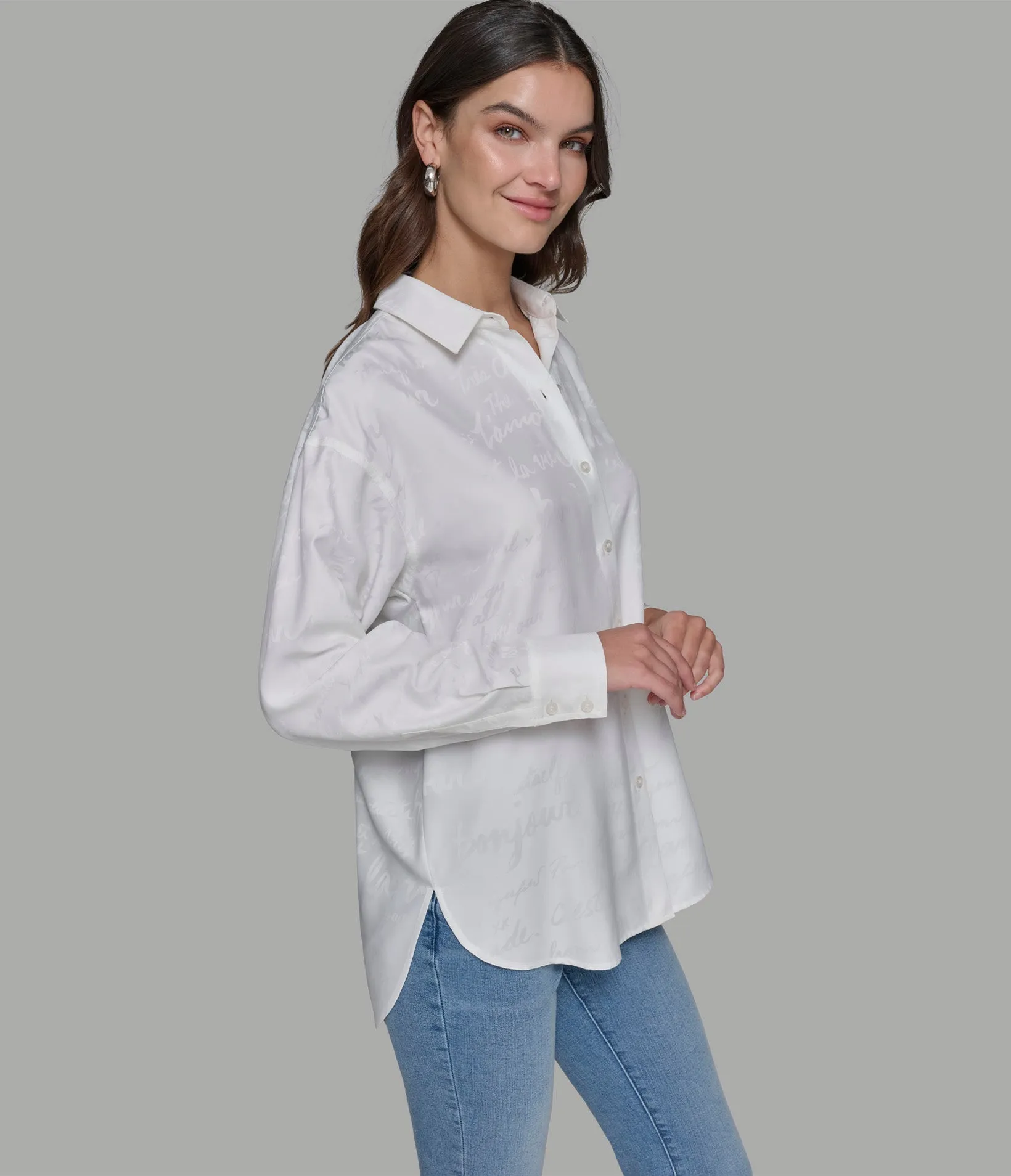 JACQUARD PRINT SOFT BUTTON DOWN sold by Karl Lagerfeld Paris product image thumbnail 3