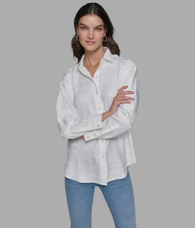 JACQUARD PRINT SOFT BUTTON DOWN sold by Karl Lagerfeld Paris