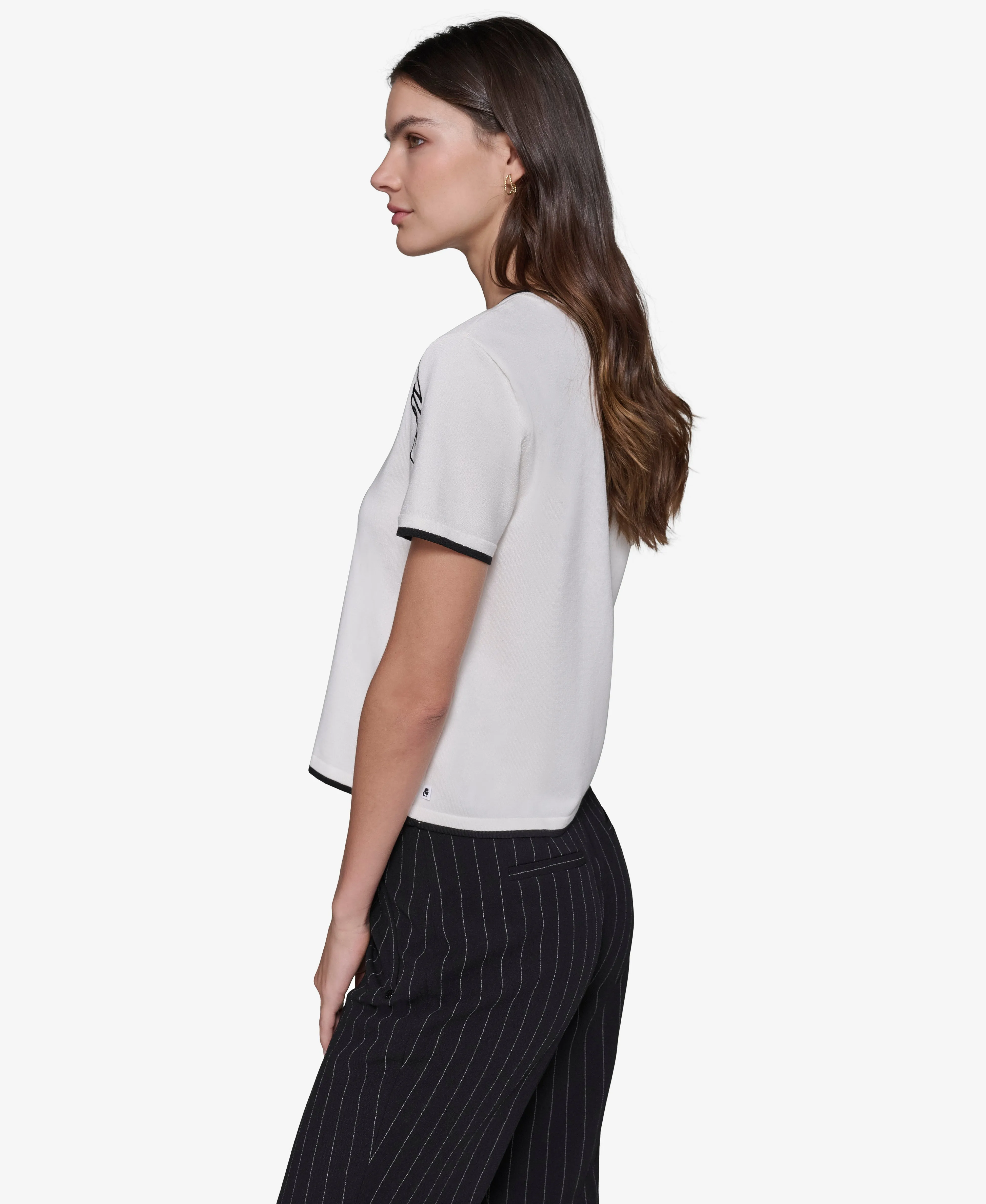 SHORT SLEEVE SIGNATURE SWEATER sold by Karl Lagerfeld Paris product image thumbnail 3
