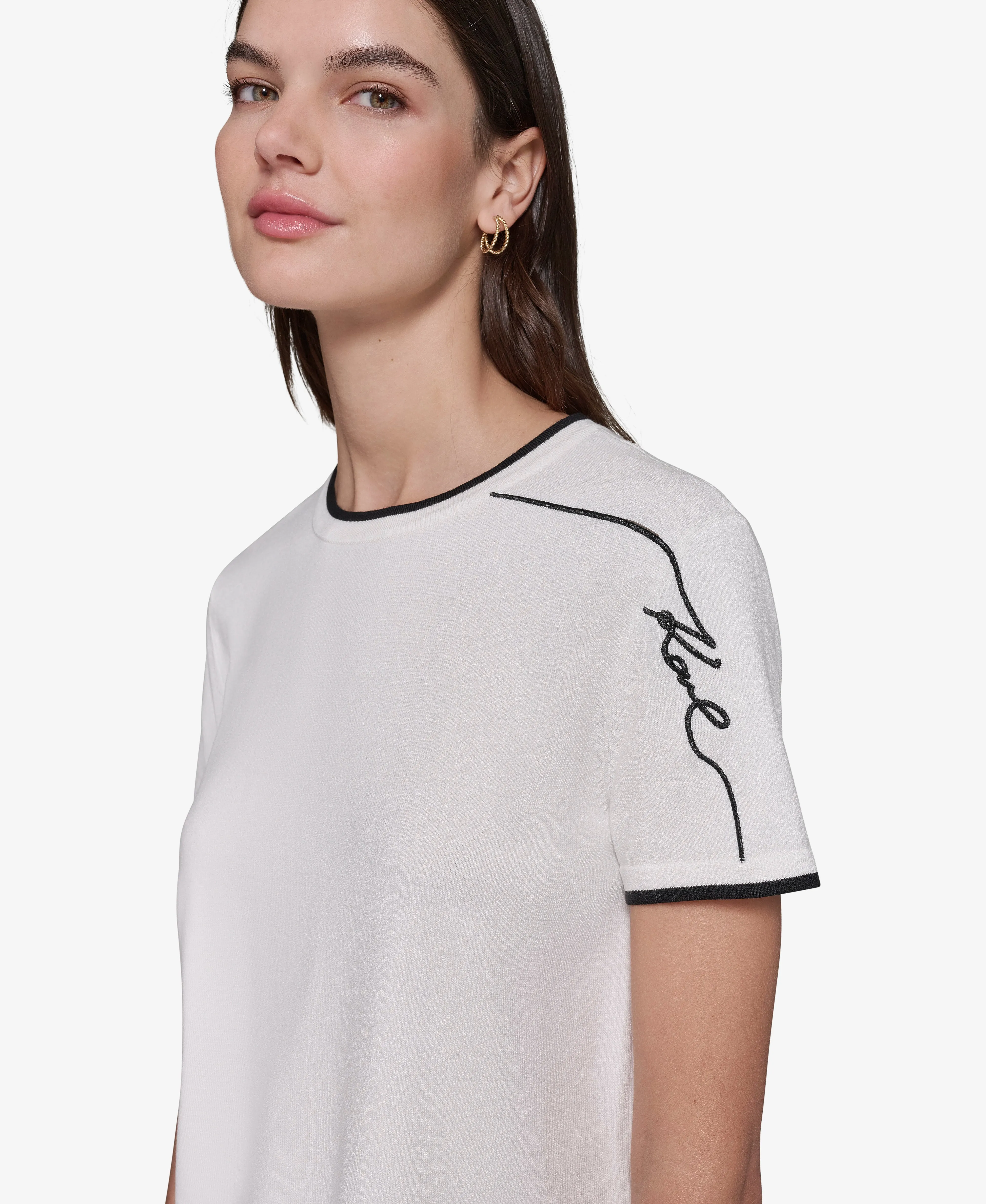 SHORT SLEEVE SIGNATURE SWEATER sold by Karl Lagerfeld Paris product image thumbnail 4