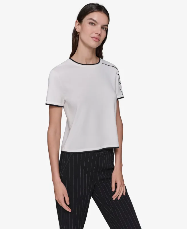 SHORT SLEEVE SIGNATURE SWEATER sold by Karl Lagerfeld Paris