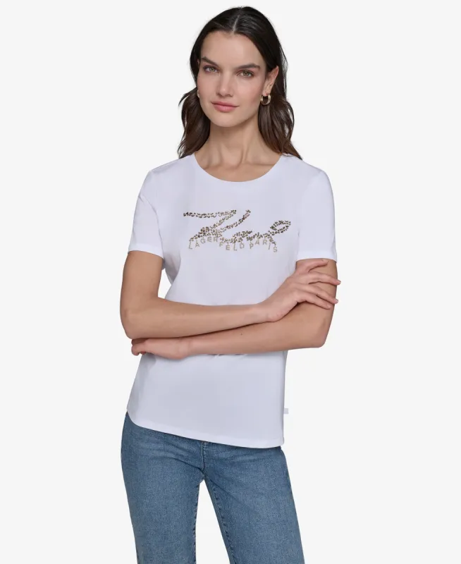 EMBELLISHED KARL SCRIPT TEE sold by Karl Lagerfeld Paris
