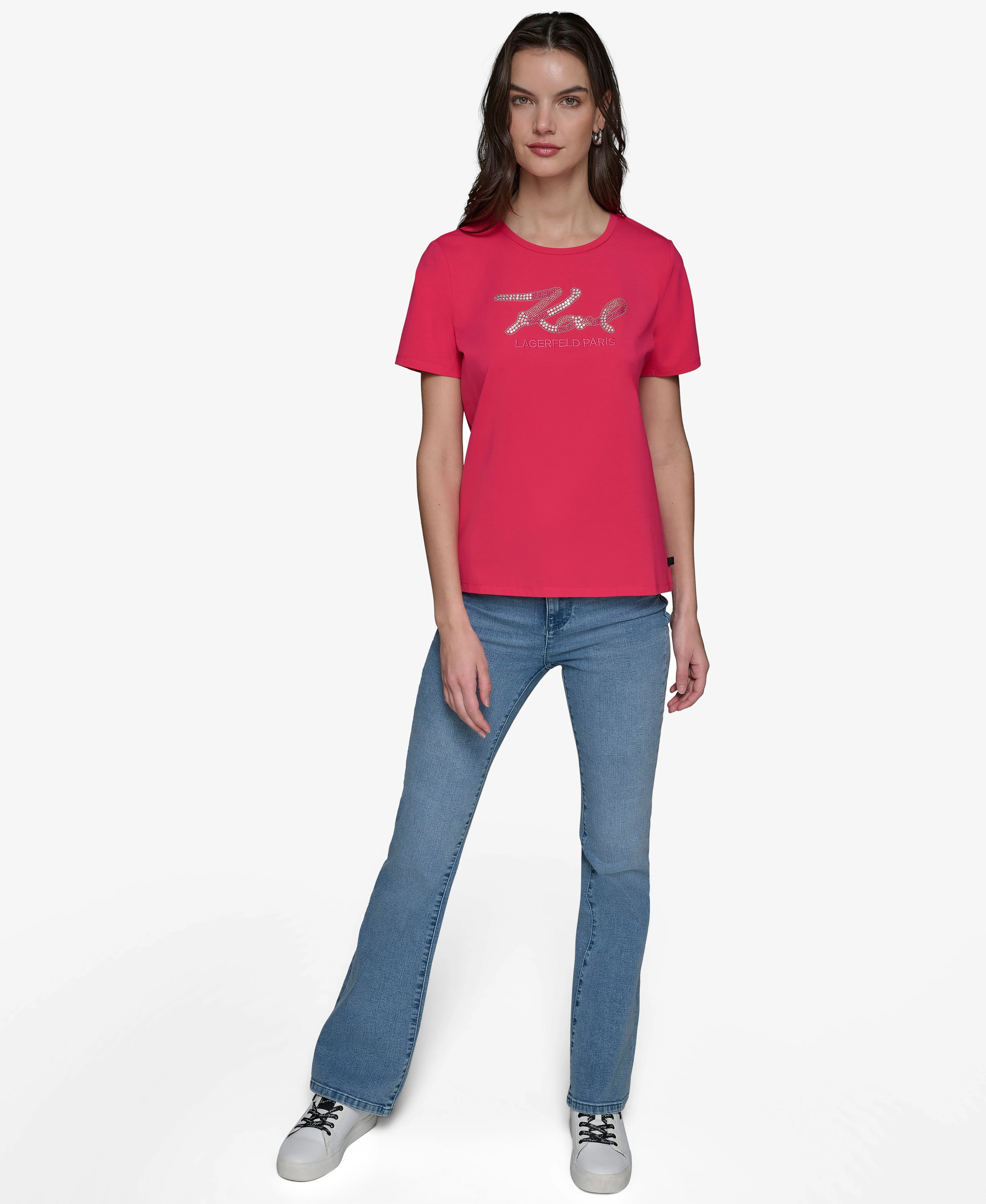 EMBELLISHED KARL SCRIPT TEE sold by Karl Lagerfeld Paris product image thumbnail 5