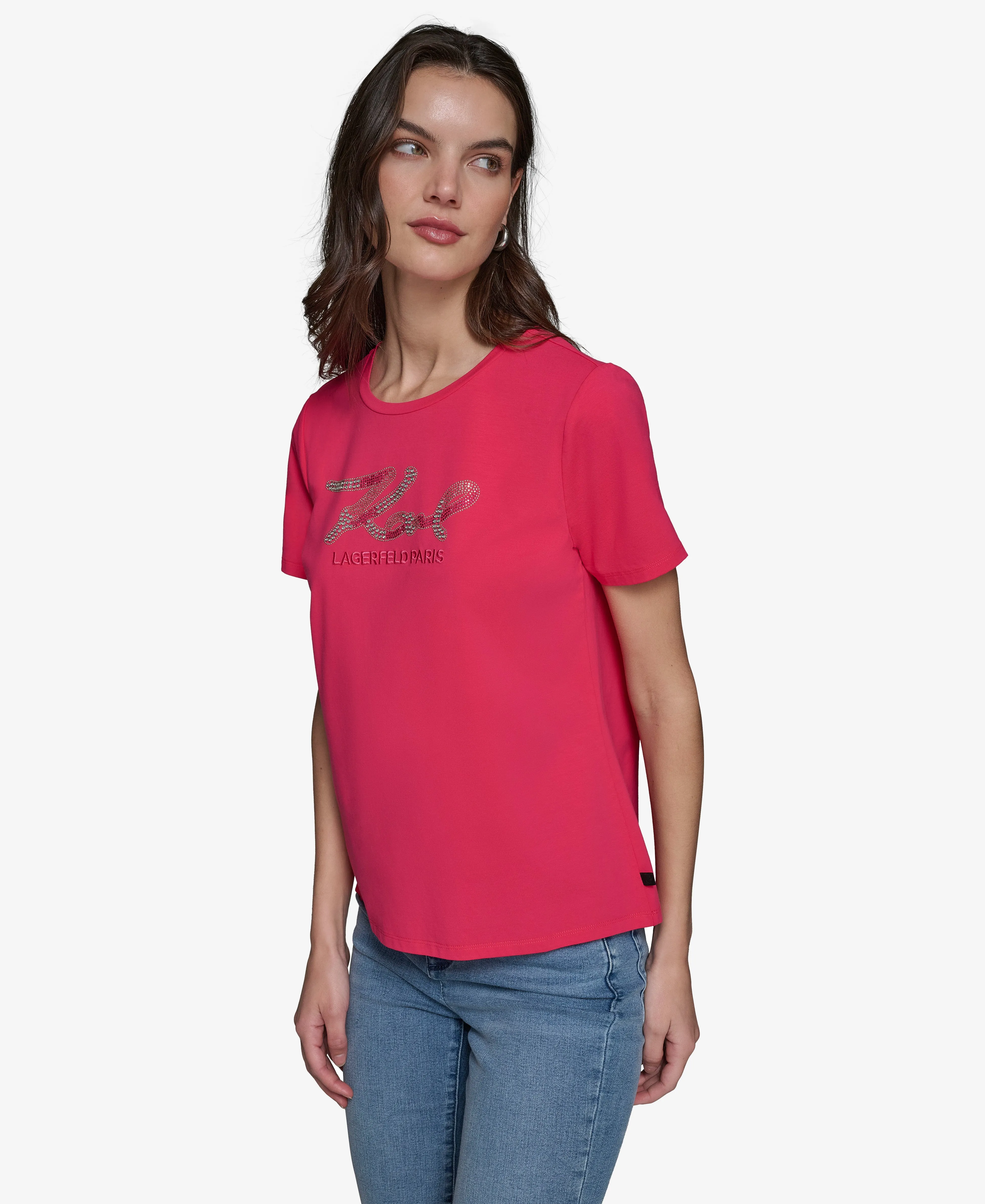 EMBELLISHED KARL SCRIPT TEE sold by Karl Lagerfeld Paris product image thumbnail 3