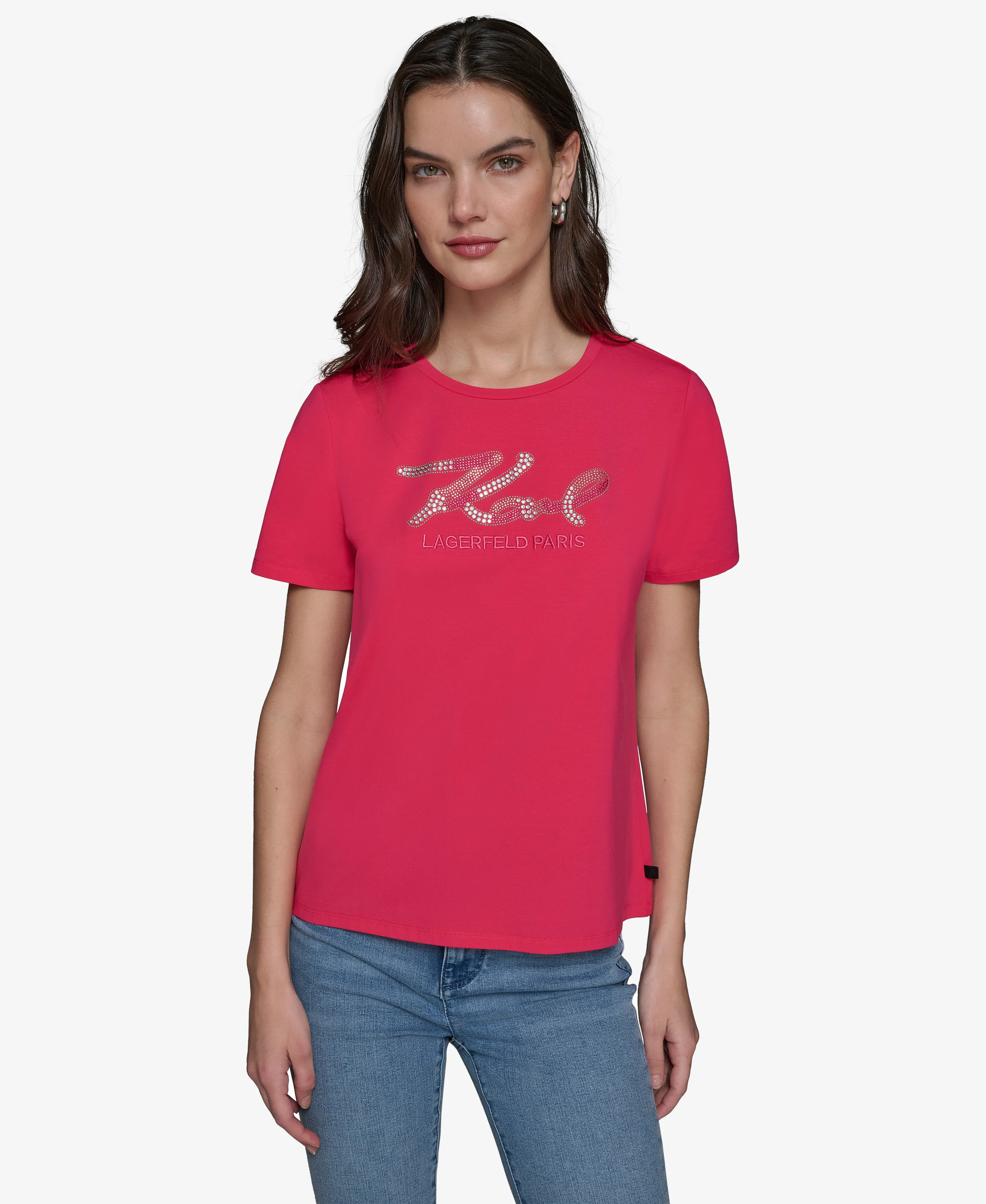 EMBELLISHED KARL SCRIPT TEE sold by Karl Lagerfeld Paris