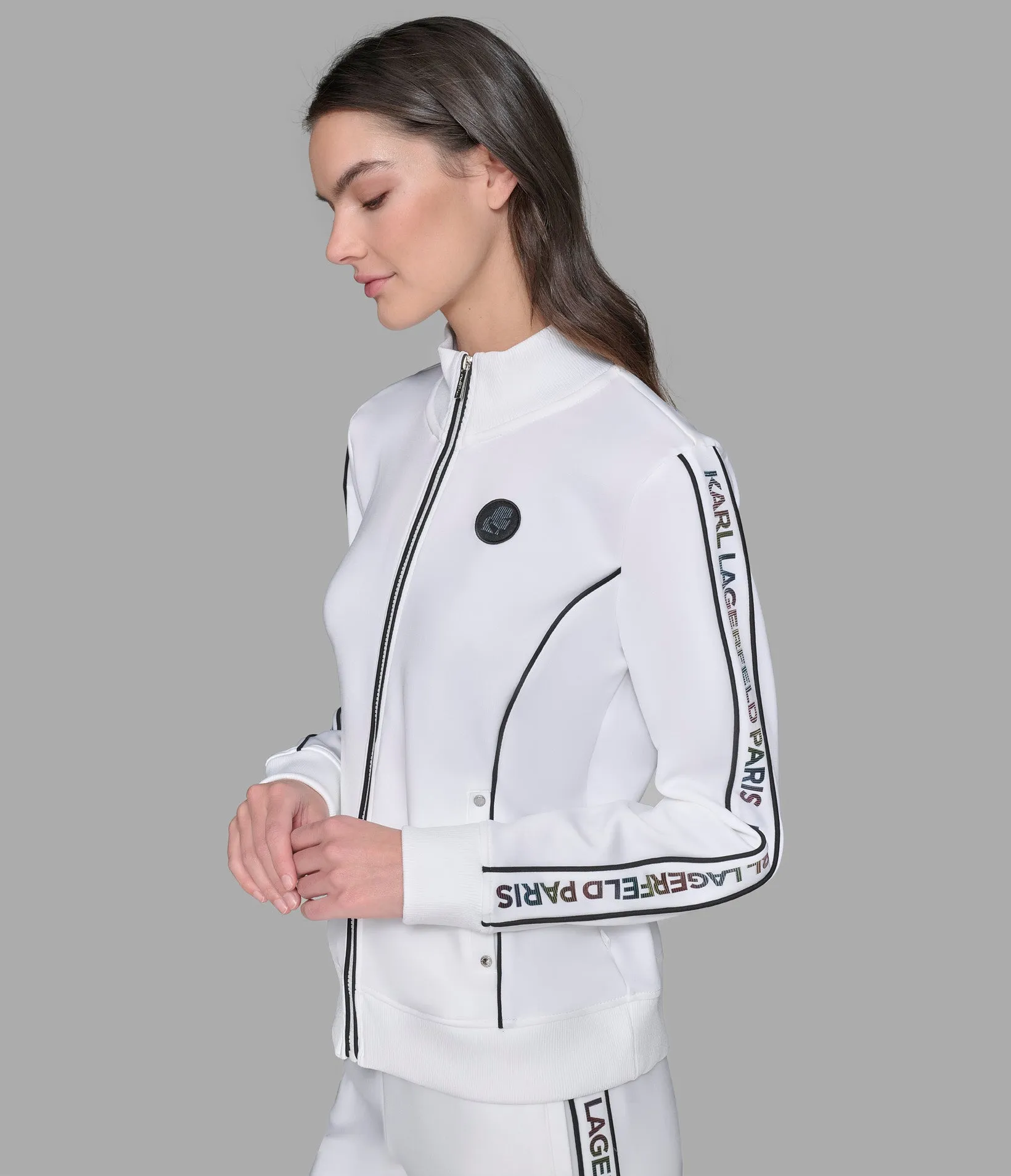 IRRIDESCENT LOGO SCUBA TRACK JACKET sold by Karl Lagerfeld Paris product image thumbnail 3