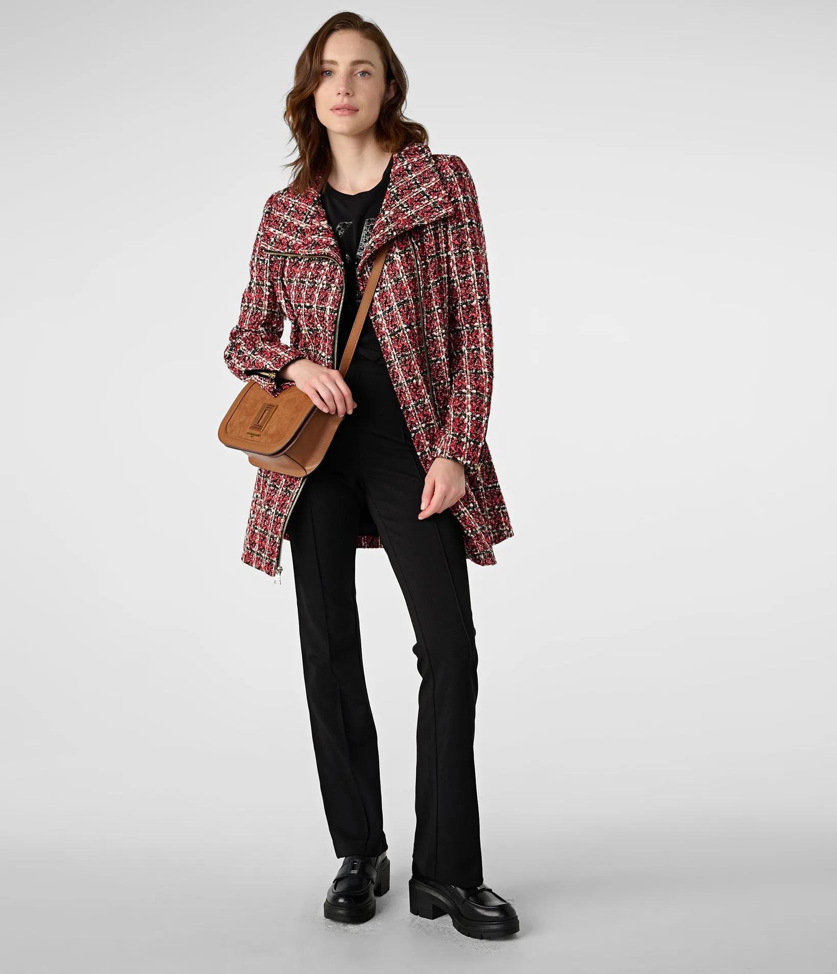 PLAID SEQUINS ZIP FRONT TWEED COAT sold by Karl Lagerfeld Paris product image thumbnail 4
