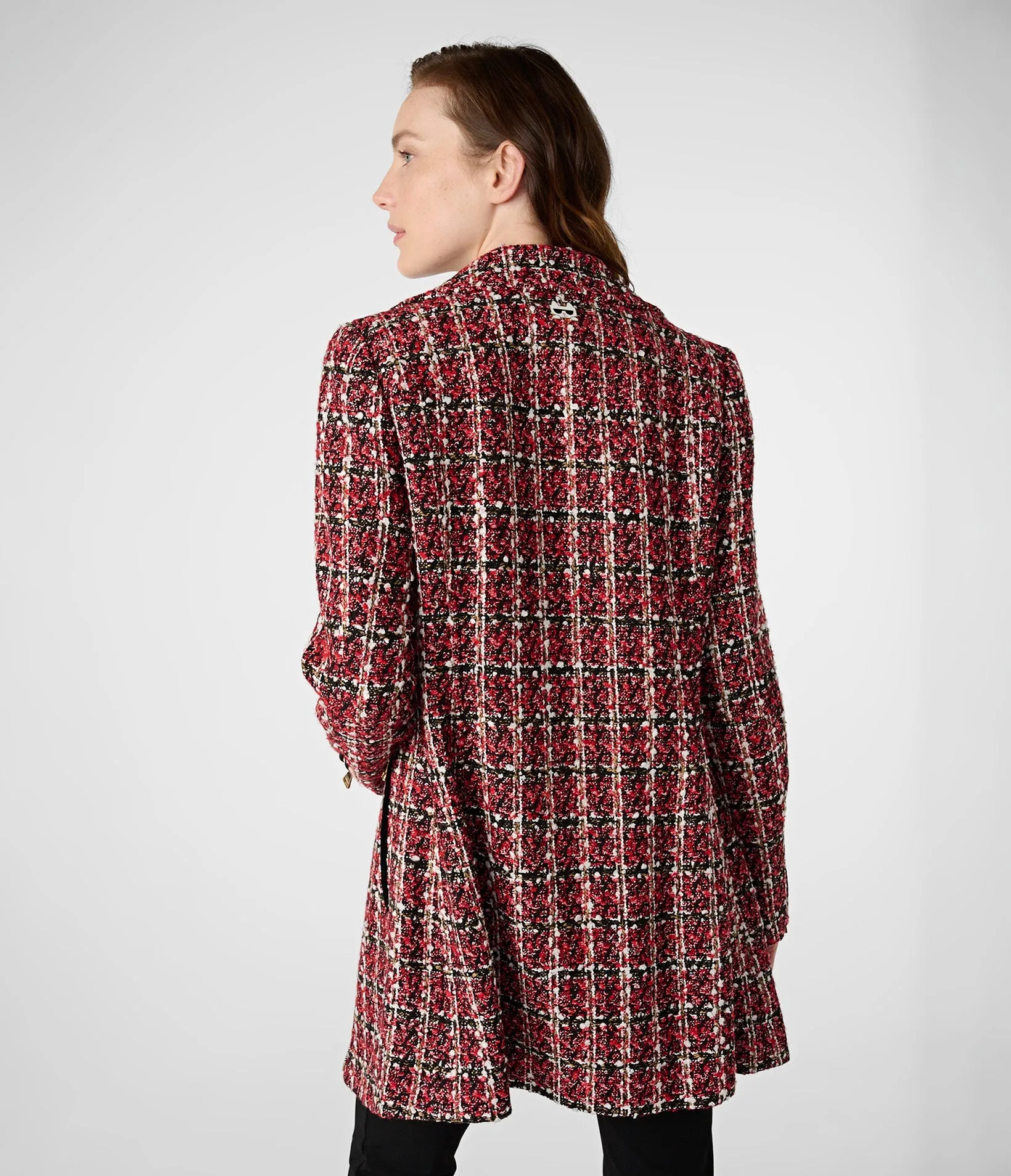 PLAID SEQUINS ZIP FRONT TWEED COAT sold by Karl Lagerfeld Paris product image thumbnail 2