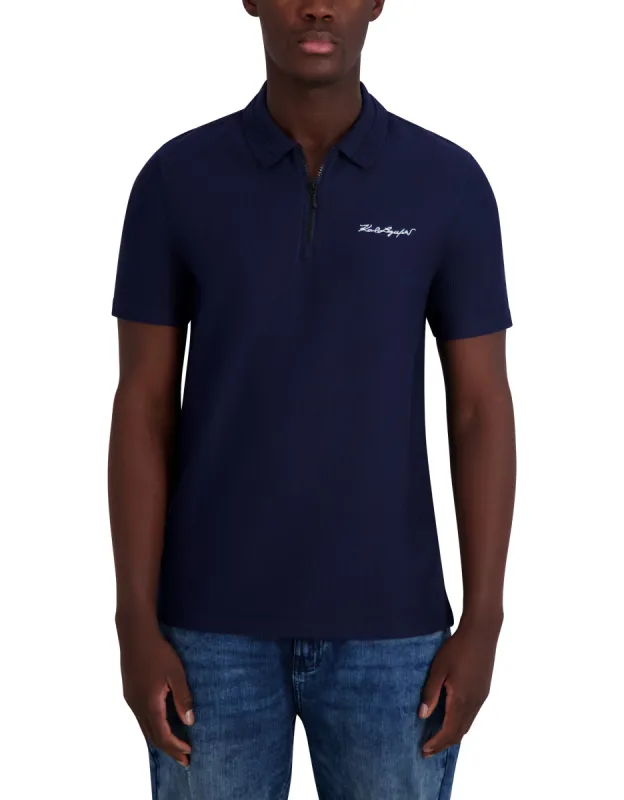 RIB ZIP SIGNATURE LOGO POLO sold by Karl Lagerfeld Paris