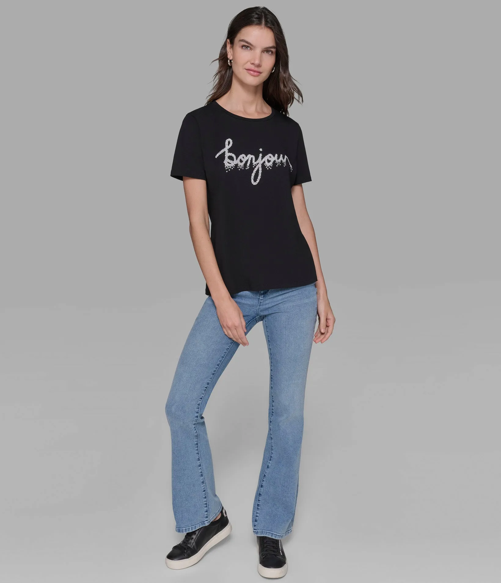BONJOUR EMBELLISHED TEE sold by Karl Lagerfeld Paris product image thumbnail 4
