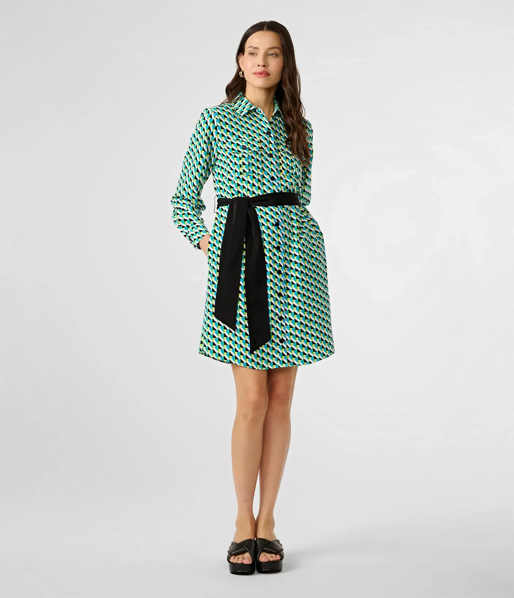 PRINTED SILKY CREPE SHIRT DRESS sold by Karl Lagerfeld Paris product image thumbnail 4