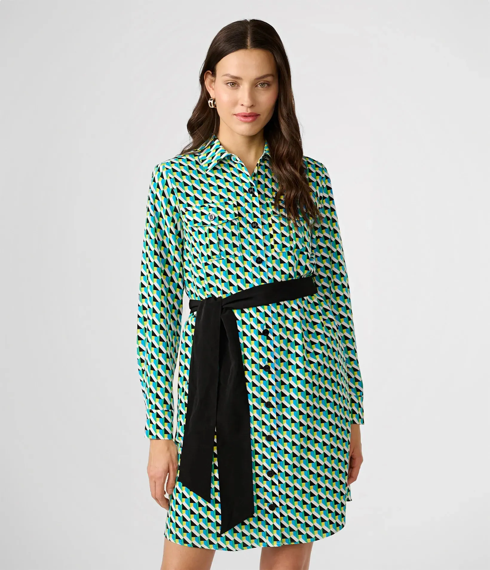 PRINTED SILKY CREPE SHIRT DRESS sold by Karl Lagerfeld Paris