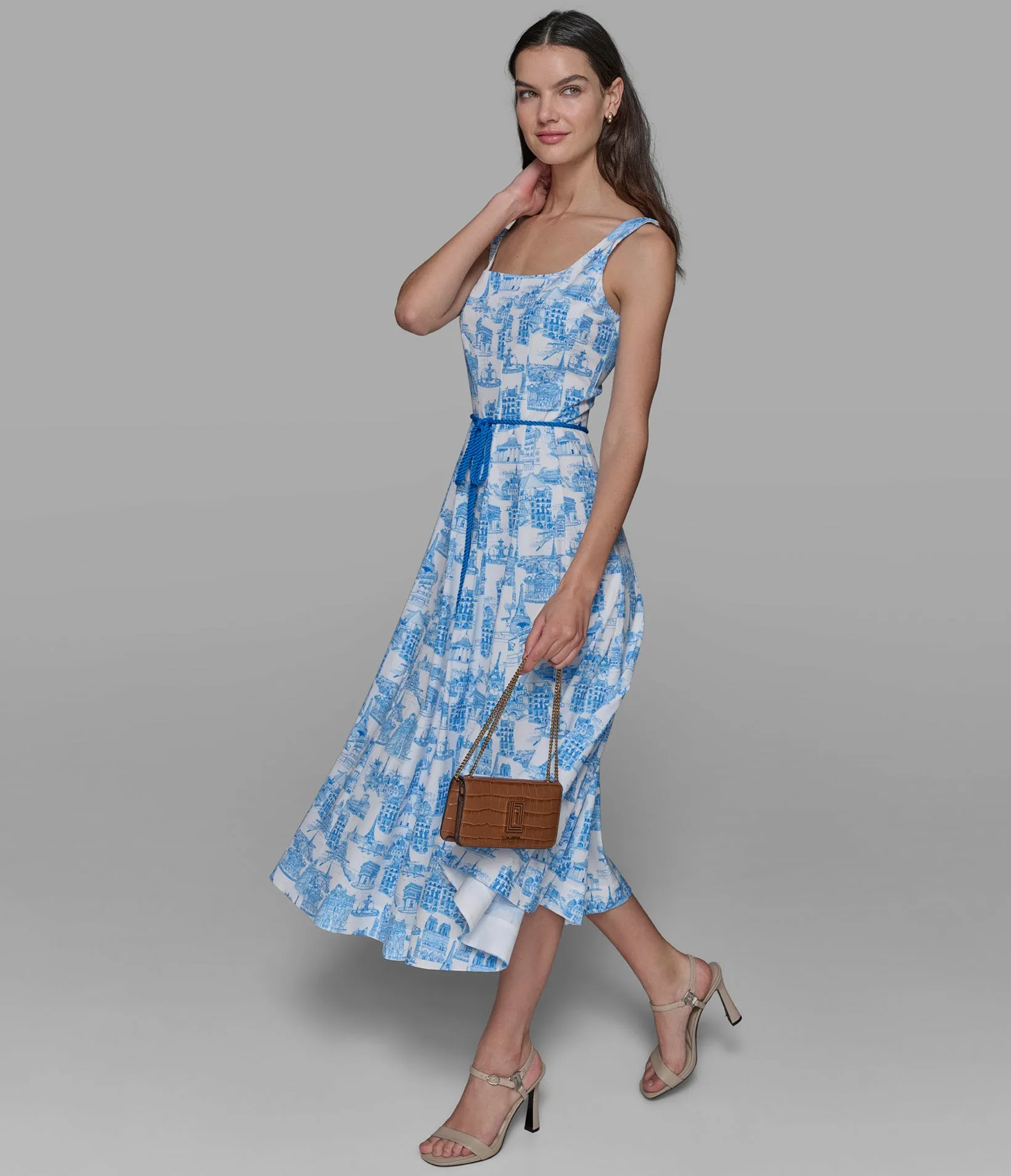 SLEEVELESS PRINTED PARIS TOILE DRESS sold by Karl Lagerfeld Paris product image thumbnail 3