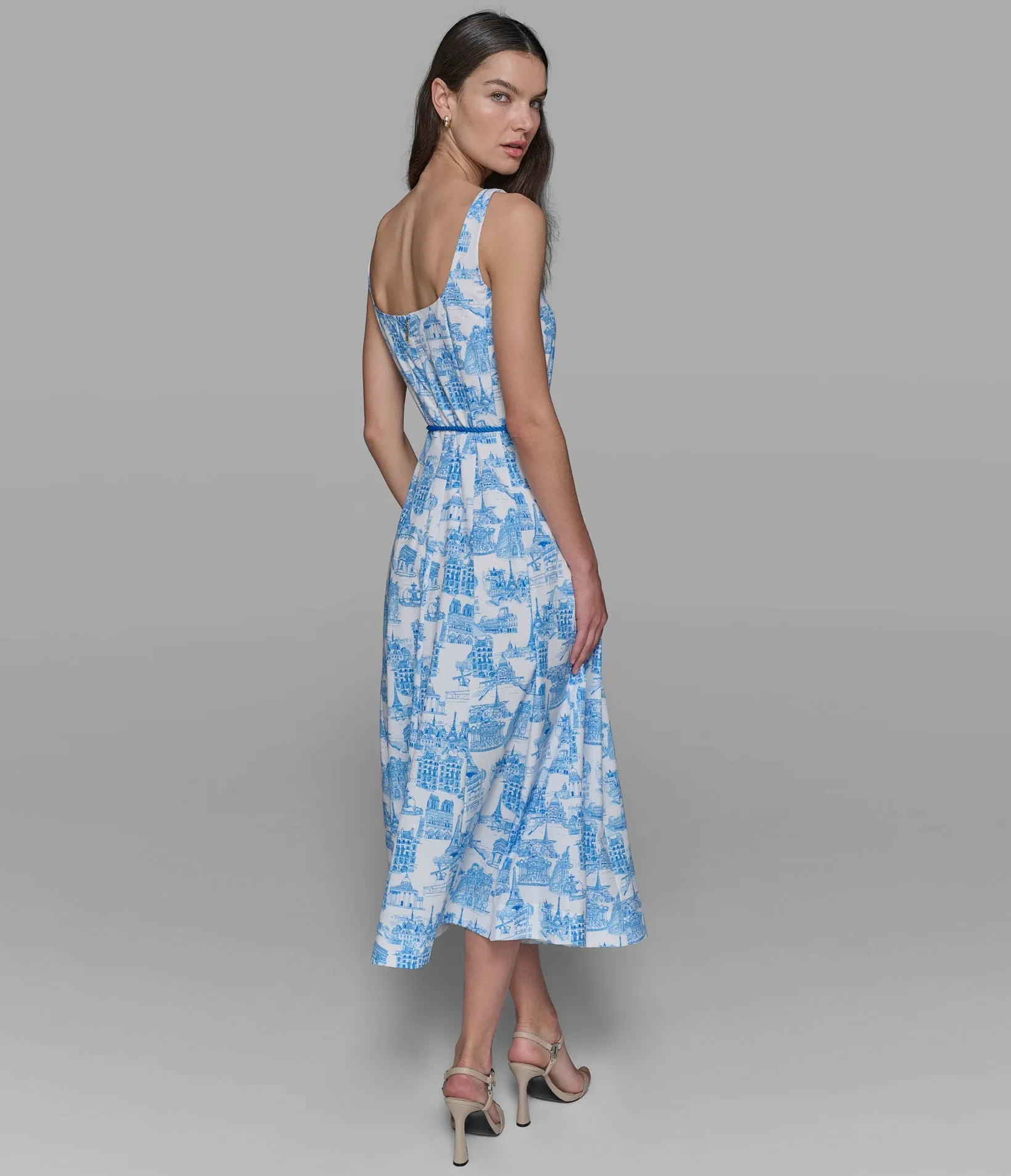 SLEEVELESS PRINTED PARIS TOILE DRESS sold by Karl Lagerfeld Paris product image thumbnail 2
