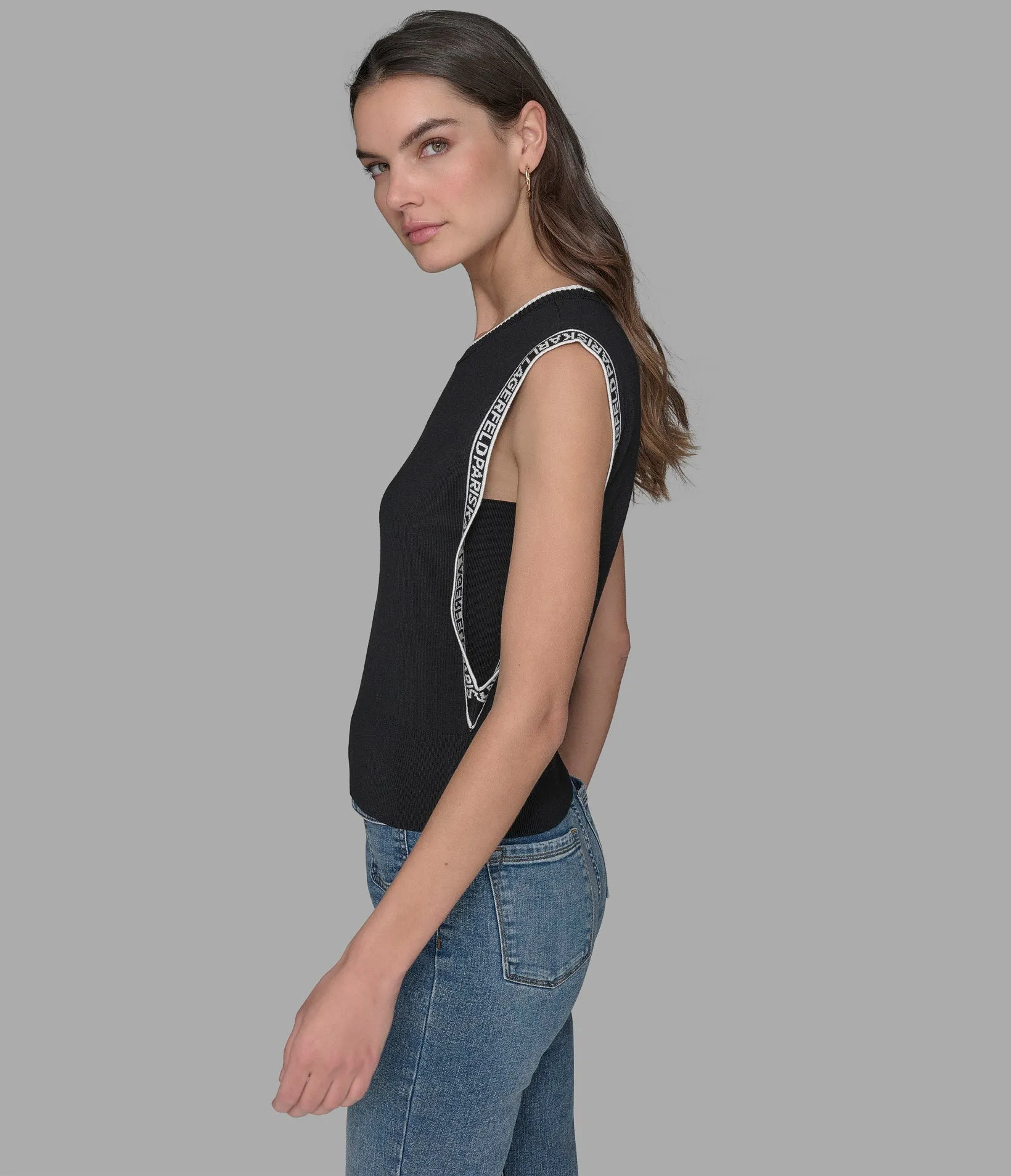 LOGO TAPE SWEATER VEST sold by Karl Lagerfeld Paris product image thumbnail 3