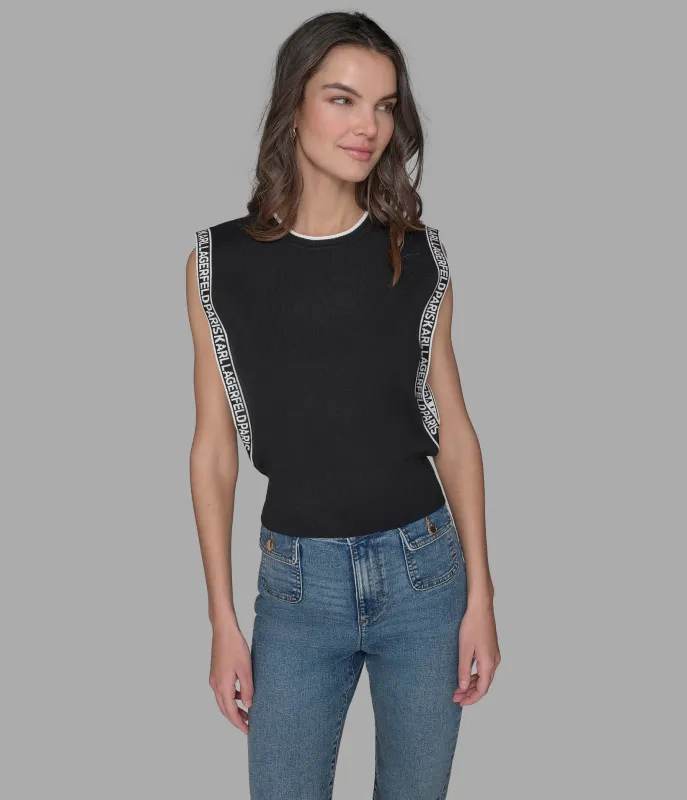 LOGO TAPE SWEATER VEST sold by Karl Lagerfeld Paris