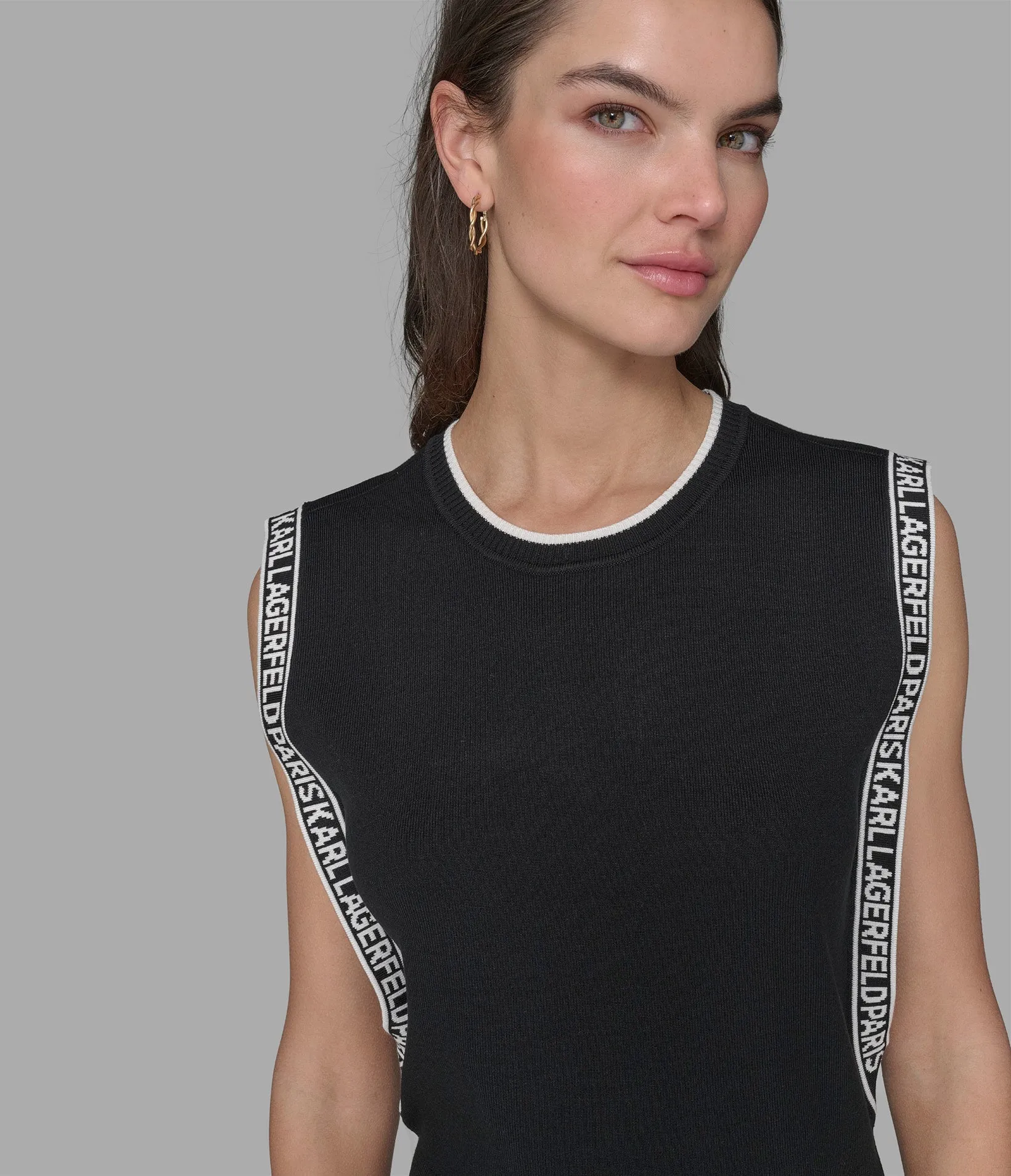 LOGO TAPE SWEATER VEST sold by Karl Lagerfeld Paris product image thumbnail 4