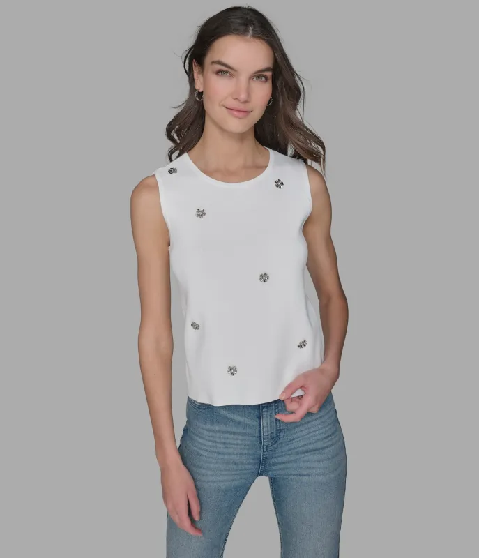 FLORAL CHARM SWEATER SHELL sold by Karl Lagerfeld Paris